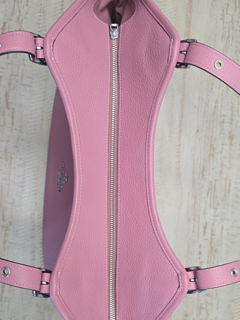 Coach Dusty Pink Pebbled Leather Shoulder Tote - Picture 6 of 8